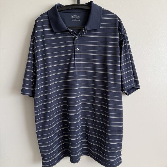 PGA Tour Men's Blue Striped Polo Sz XXL Athleisure Casual Basic Essential Basic - Picture 1 of 14